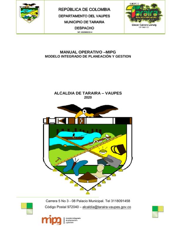 Manual Operativo - MIPG Modelo Integrado De Planeación Y Gestión