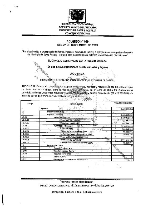 Acuerdo No. 019 de 2020