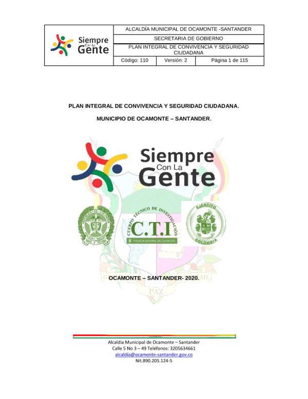 Plan integral de convivencia y seguridad ciudadana
