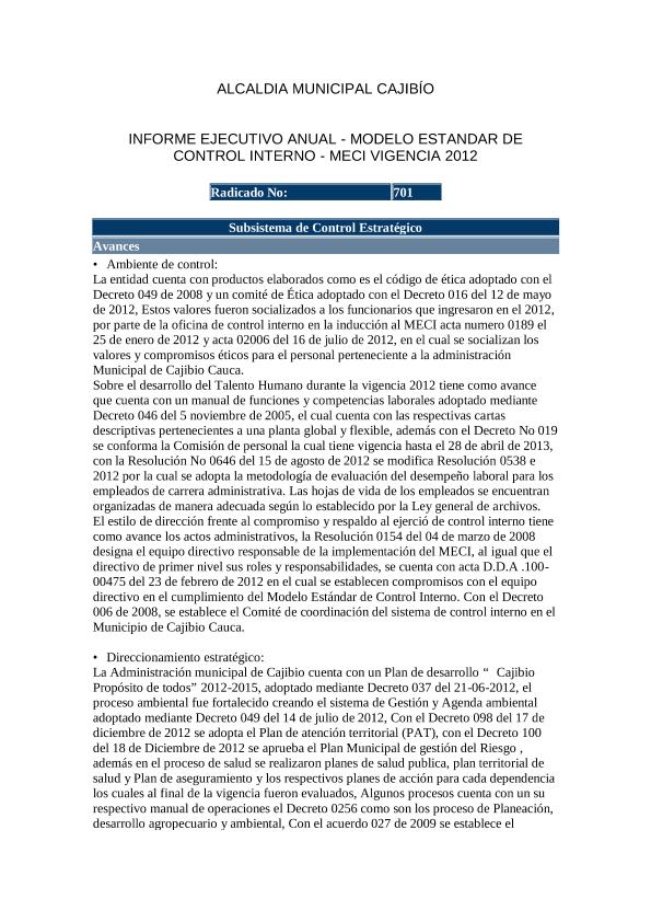 Informe de Control Interno Contable Cajibío Cauca 2012: CIC Cajibío ...