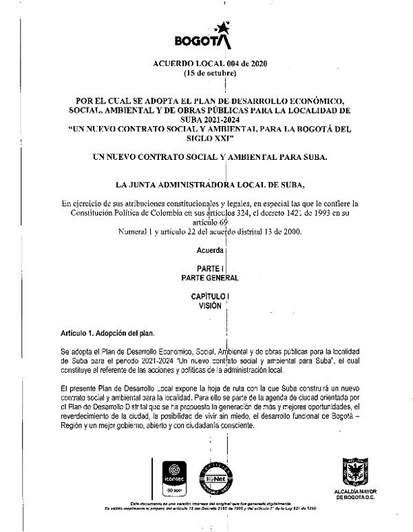 Plan de Desarrollo Local “Un nuevo contrato social y ambiental para ...